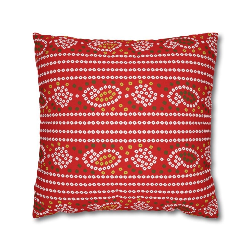 Treditional Red Bandhani Lehariya Throw Pillow Covers