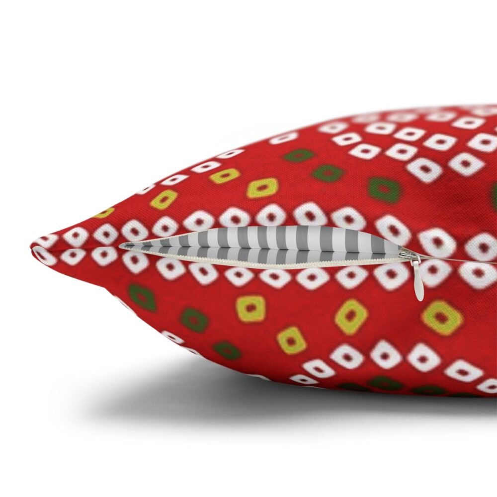 Treditional Red Bandhani Lehariya Throw Pillow Covers - Image 3