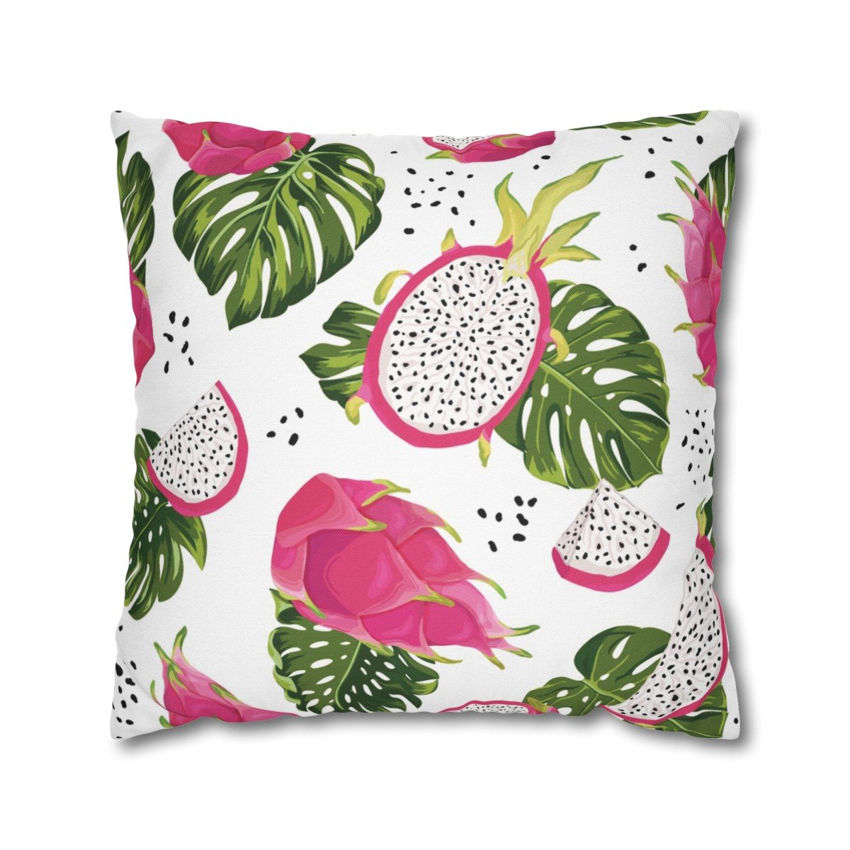Tropical Leaves Print on White Throw Pillow Covers