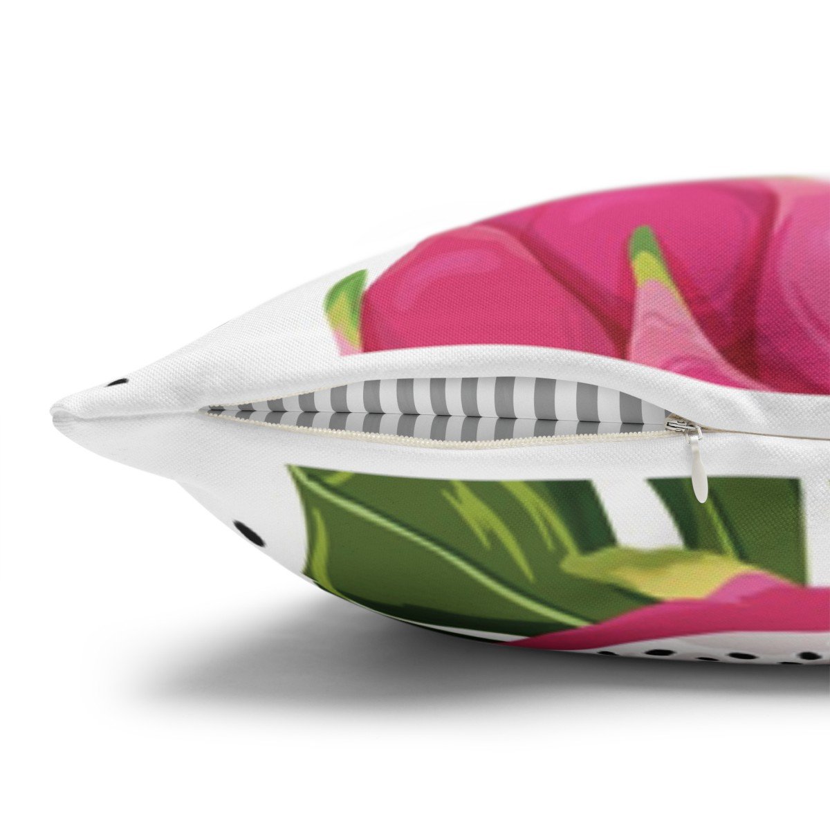 Tropical Leaves Print on White Throw Pillow Covers - Image 3