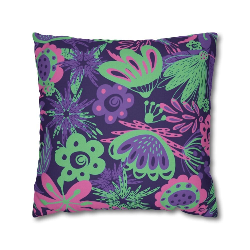 Bright Floral Tropical Neon Color Throw Pillow Covers