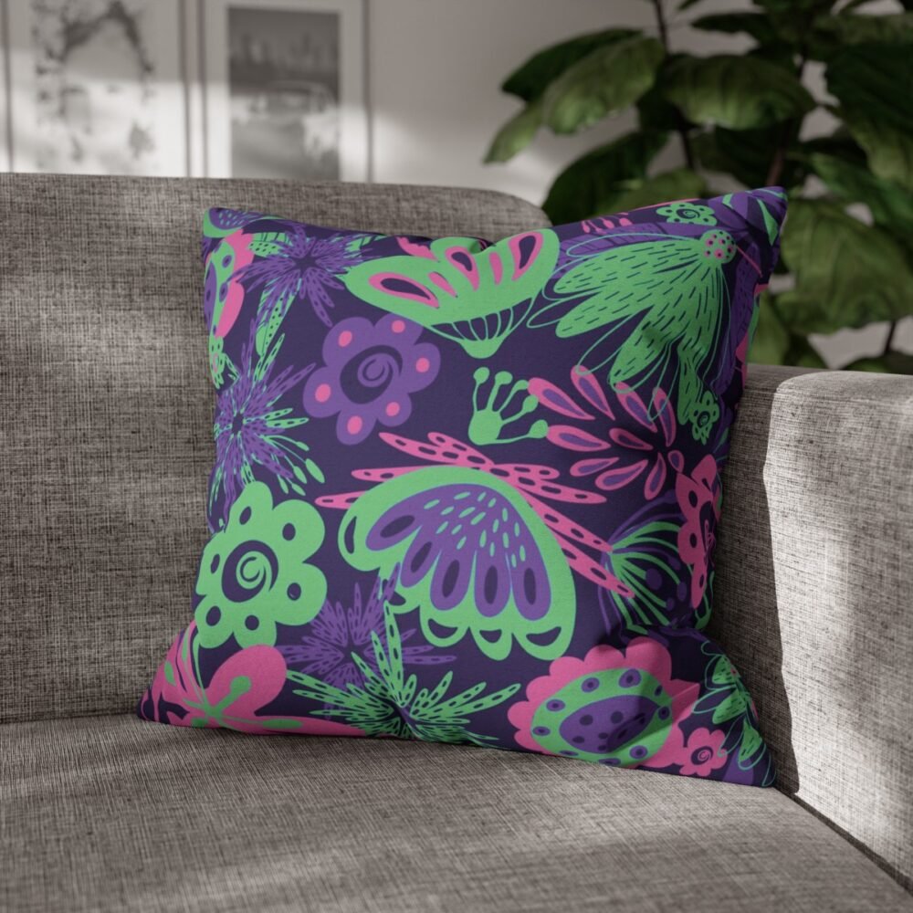 Bright Floral Tropical Neon Color Throw Pillow Covers - Image 4