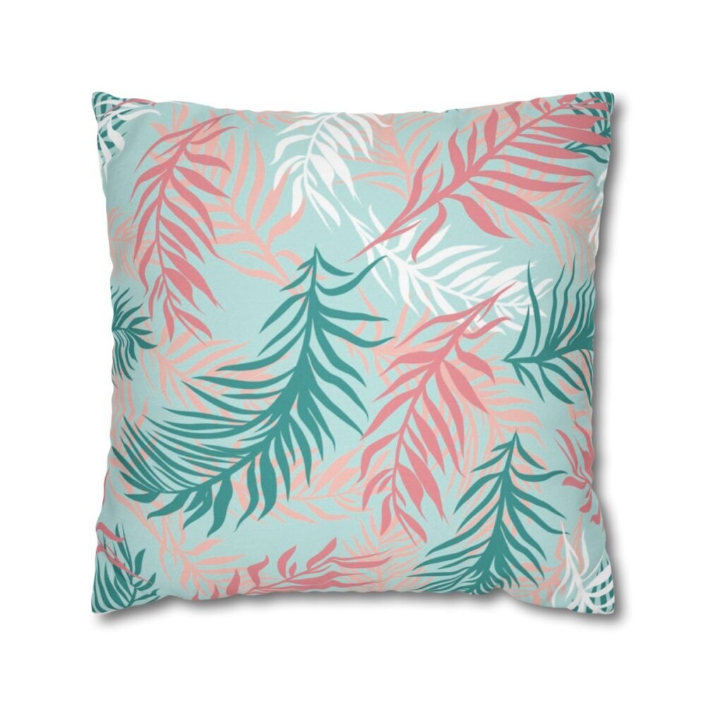Modern Pink and Blue Tropical Throw Pillow Covers