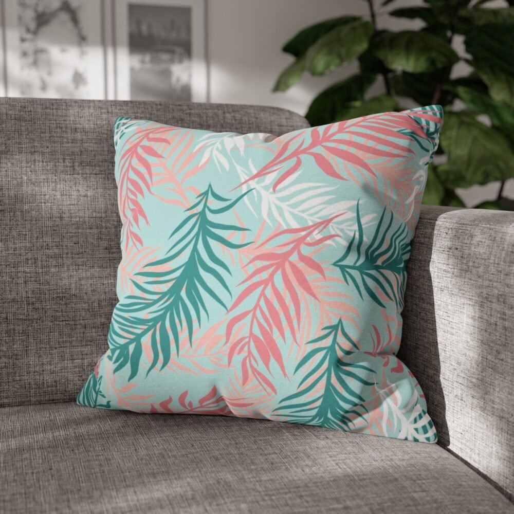 Modern Pink and Blue Tropical Throw Pillow Covers - Image 4