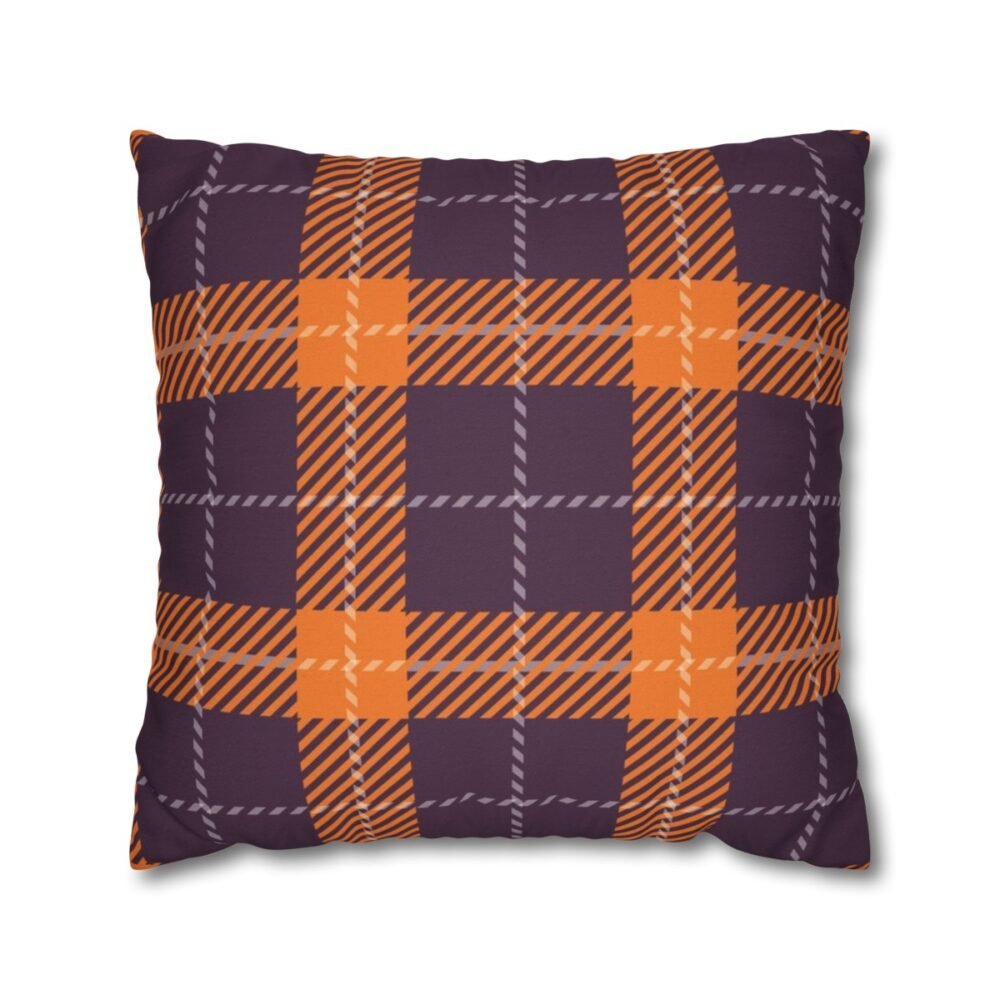 Orange Purple Tartan Plaid Throw Pillow Covers