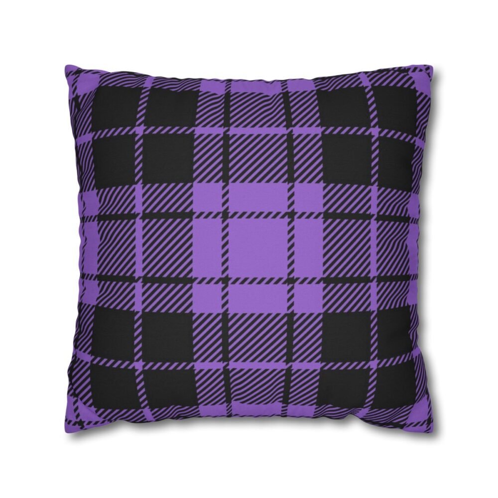 Black and Purple Plaid Fabric Throw Pillow Covers