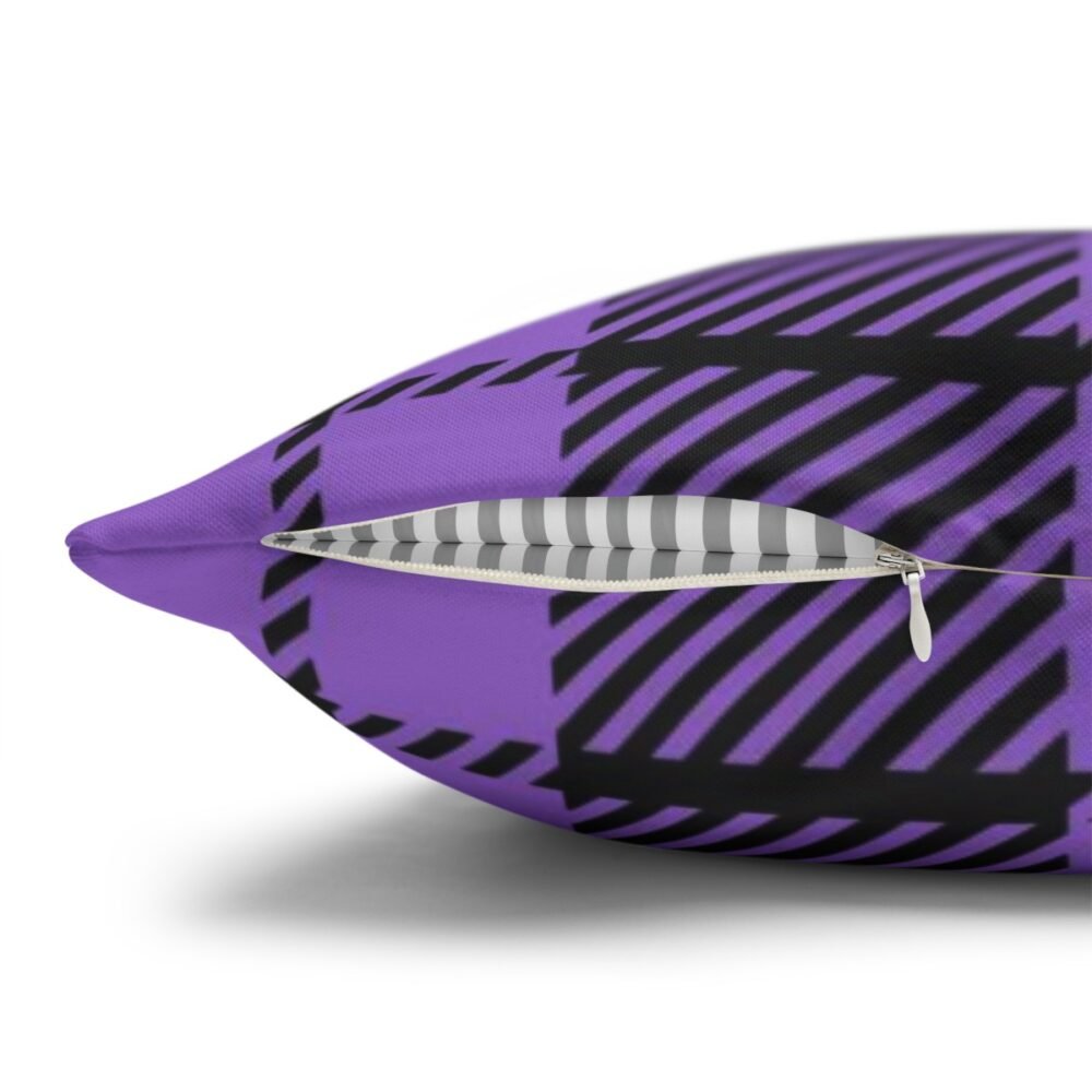 Black and Purple Plaid Fabric Throw Pillow Covers - Image 3