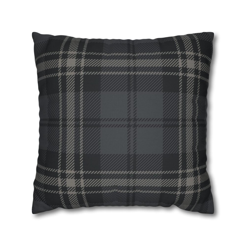 Dark Gray Check Plaid Autumn Throw Pillow Covers
