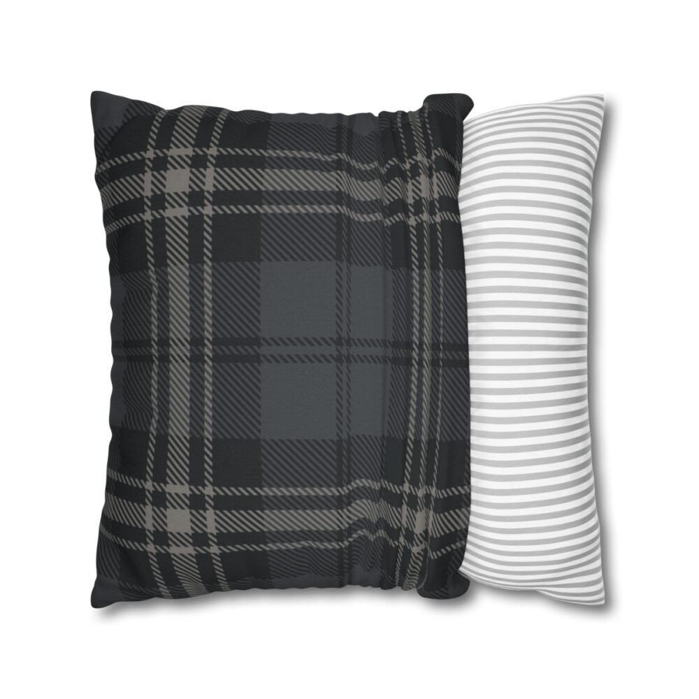 Dark Gray Check Plaid Autumn Throw Pillow Covers - Image 5