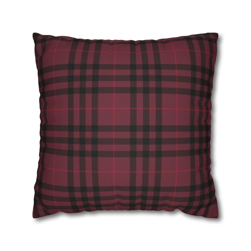 Burgundy Tartan Check Plaid Throw Pillow Covers