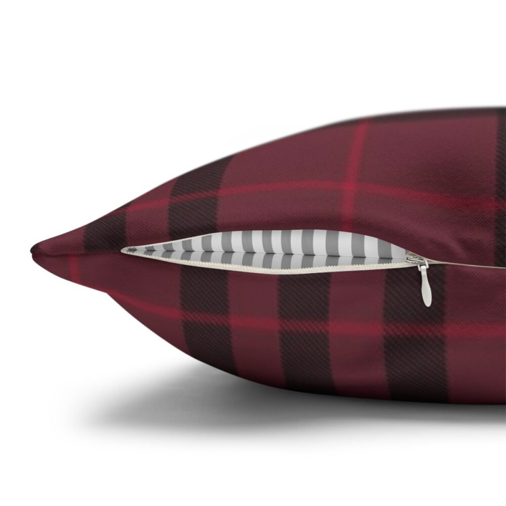 Burgundy Tartan Check Plaid Throw Pillow Covers - Image 3