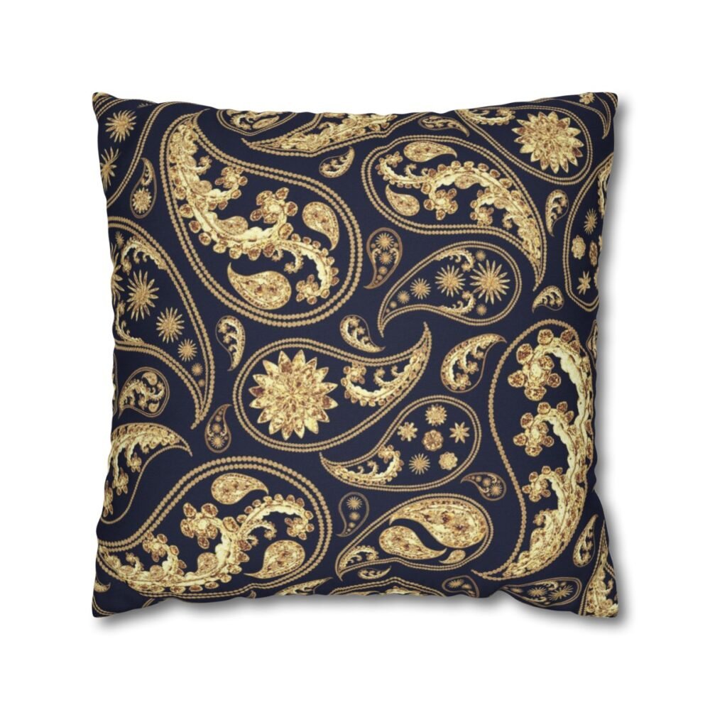 Modern Gold  n Deep Blue and Gold Paisley Throw Pillow Covers