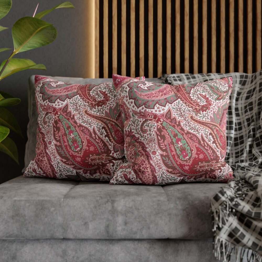 Pink Paisley Botany Flower Print Throw Sofa Pillow Covers - Image 5