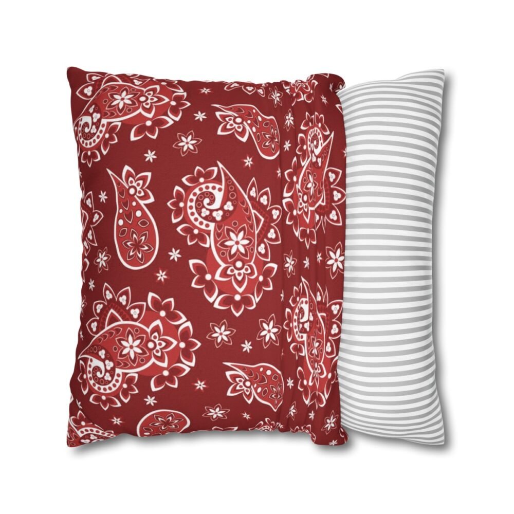 Modern Red Paisley Throw Pillow Covers with Zipper - Image 2