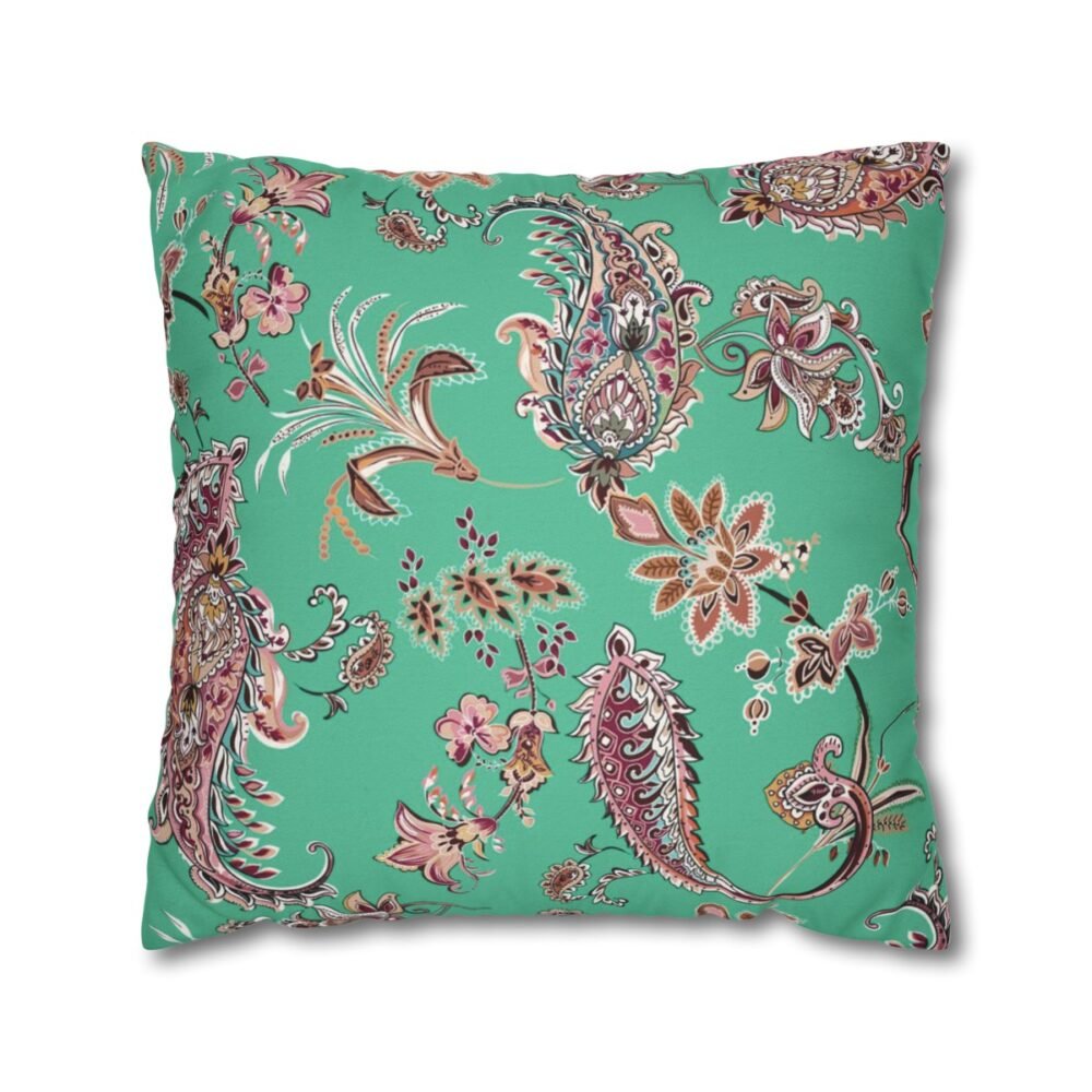Beautiful Cashmere Paisley Mint Green Throw Pillow Covers