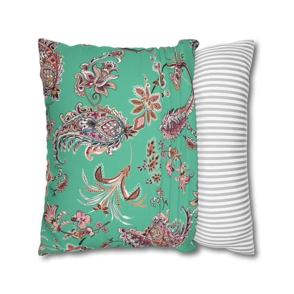 Beautiful Cashmere Paisley Mint Green Throw Pillow Covers - Image 2