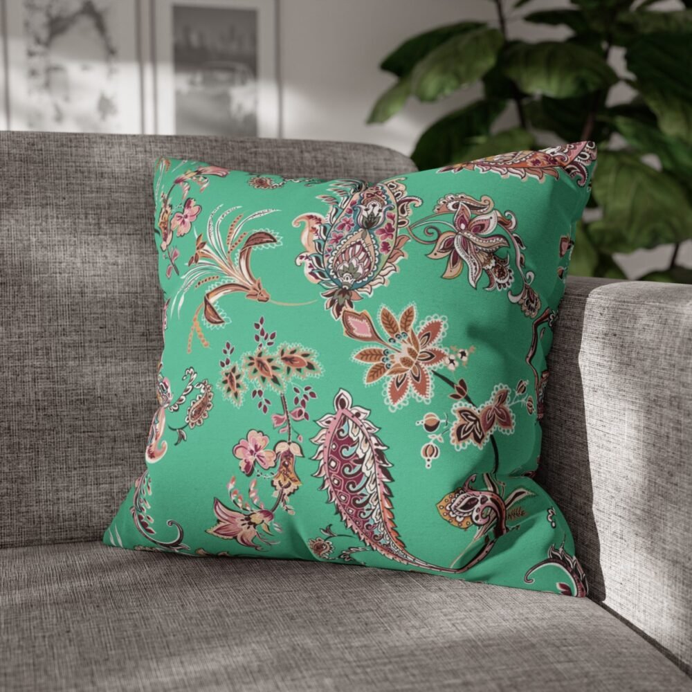 Beautiful Cashmere Paisley Mint Green Throw Pillow Covers - Image 4