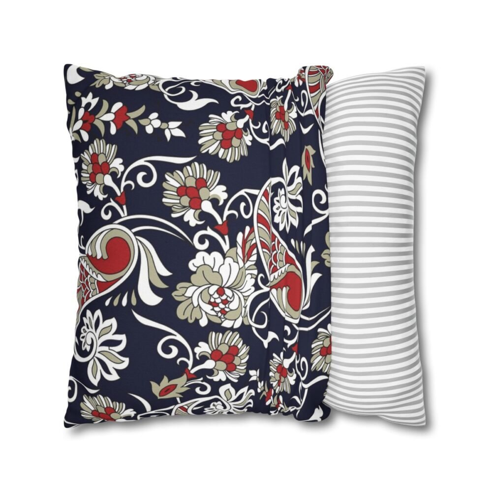 Traditional Paisley Pattern on Dark Blue Throw Pillow Covers - Image 2