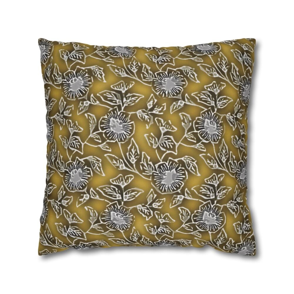 Yellow Damask Flower Print Throw Pillow Covers