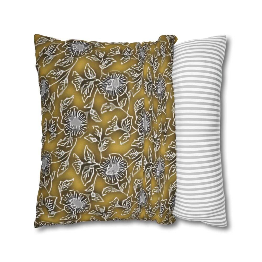 Yellow Damask Flower Print Throw Pillow Covers - Image 2