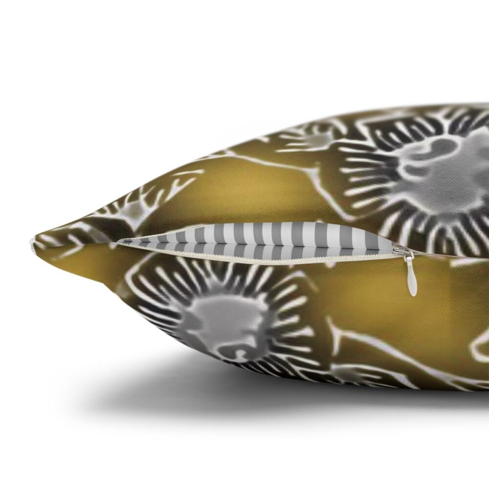 Yellow Damask Flower Print Throw Pillow Covers - Image 3