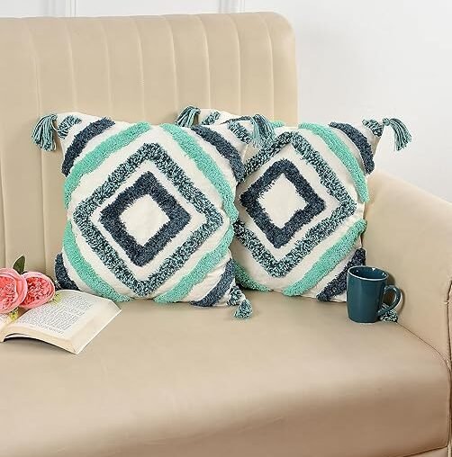 Green Tufted Sofa Pillow Cover