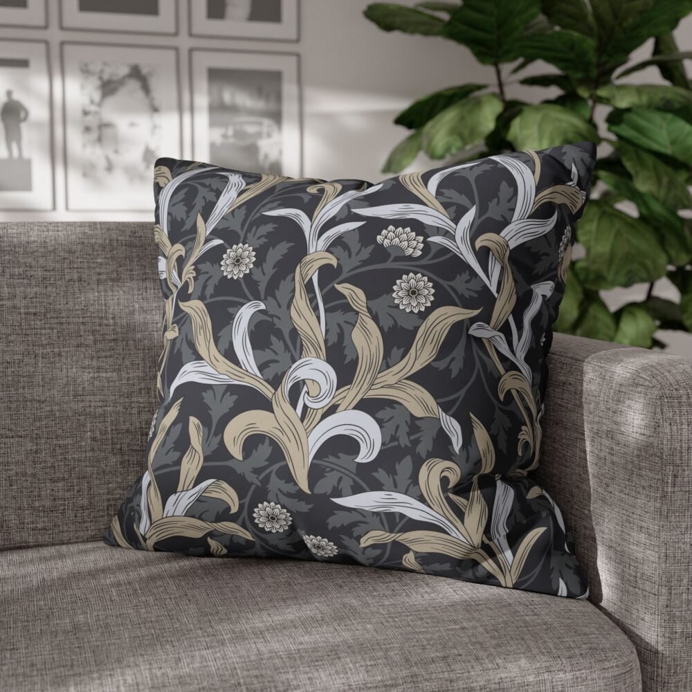 Beautiful Black Grey Floral Printed Euro Sham Pillows - Image 4