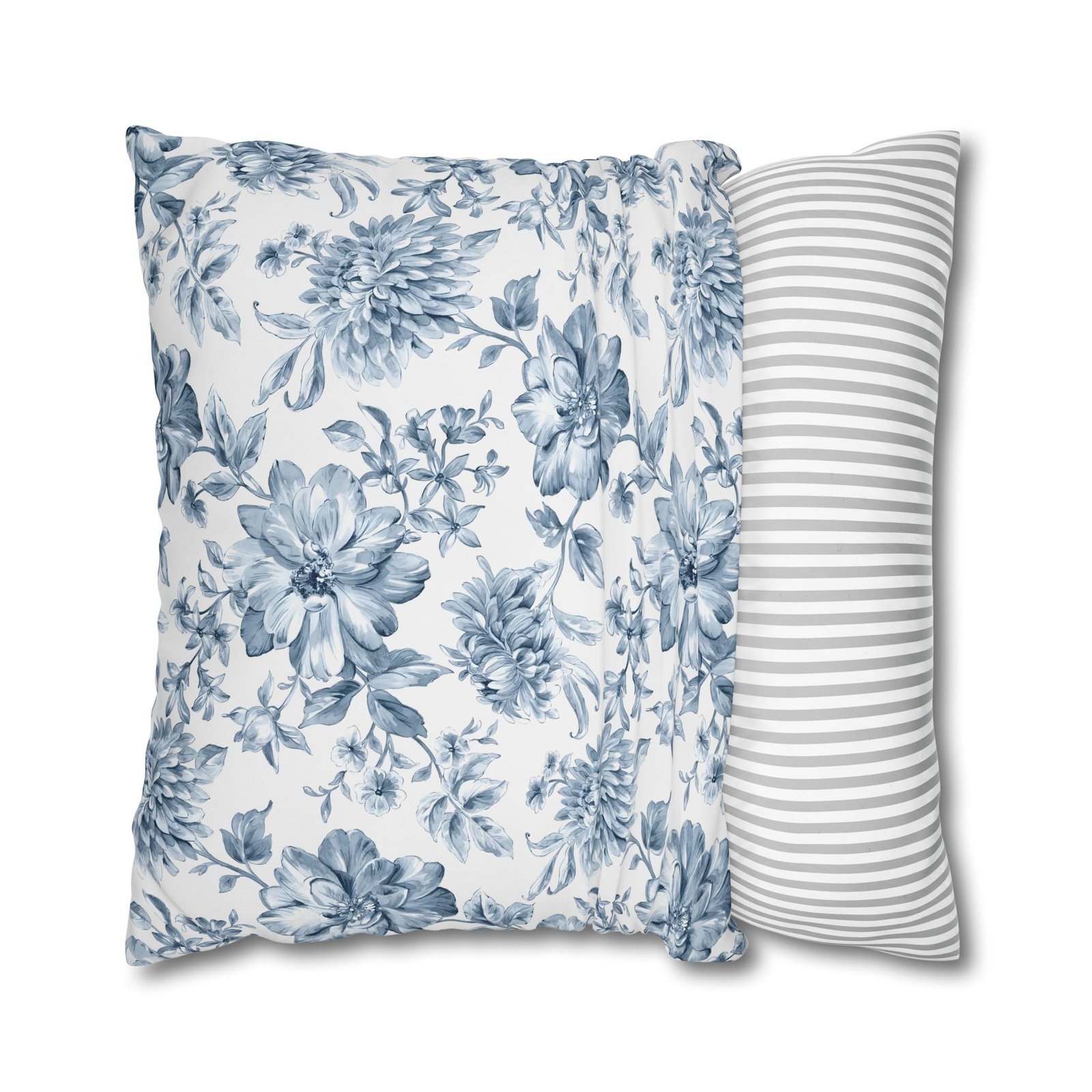 Beautiful Blue and White Digital Floral Print Pillow Euro Shams - Image 2