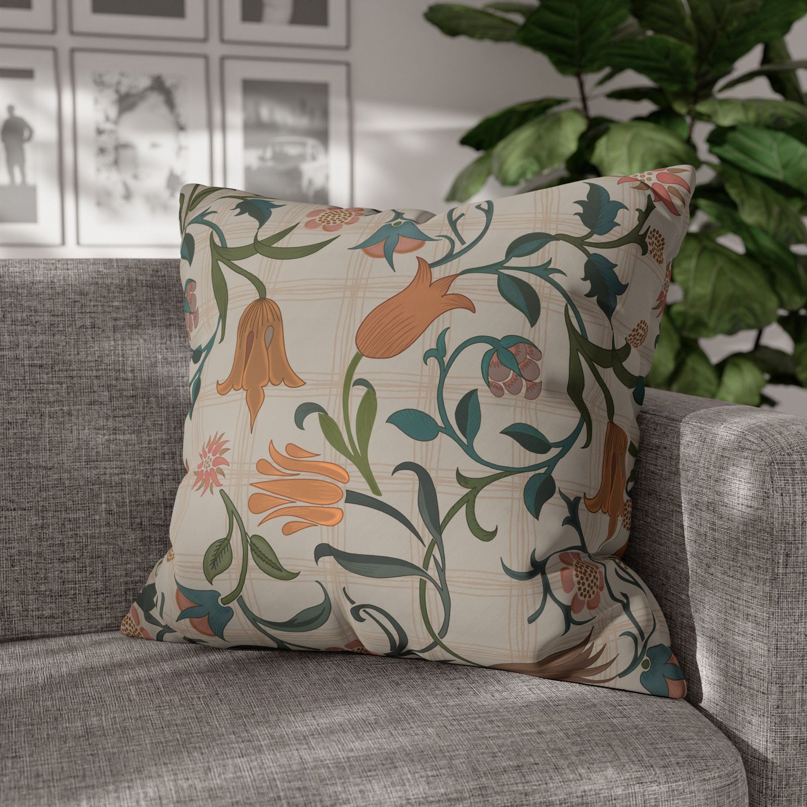 Beautiful Orange Flower Printed Euro Shams - Image 5
