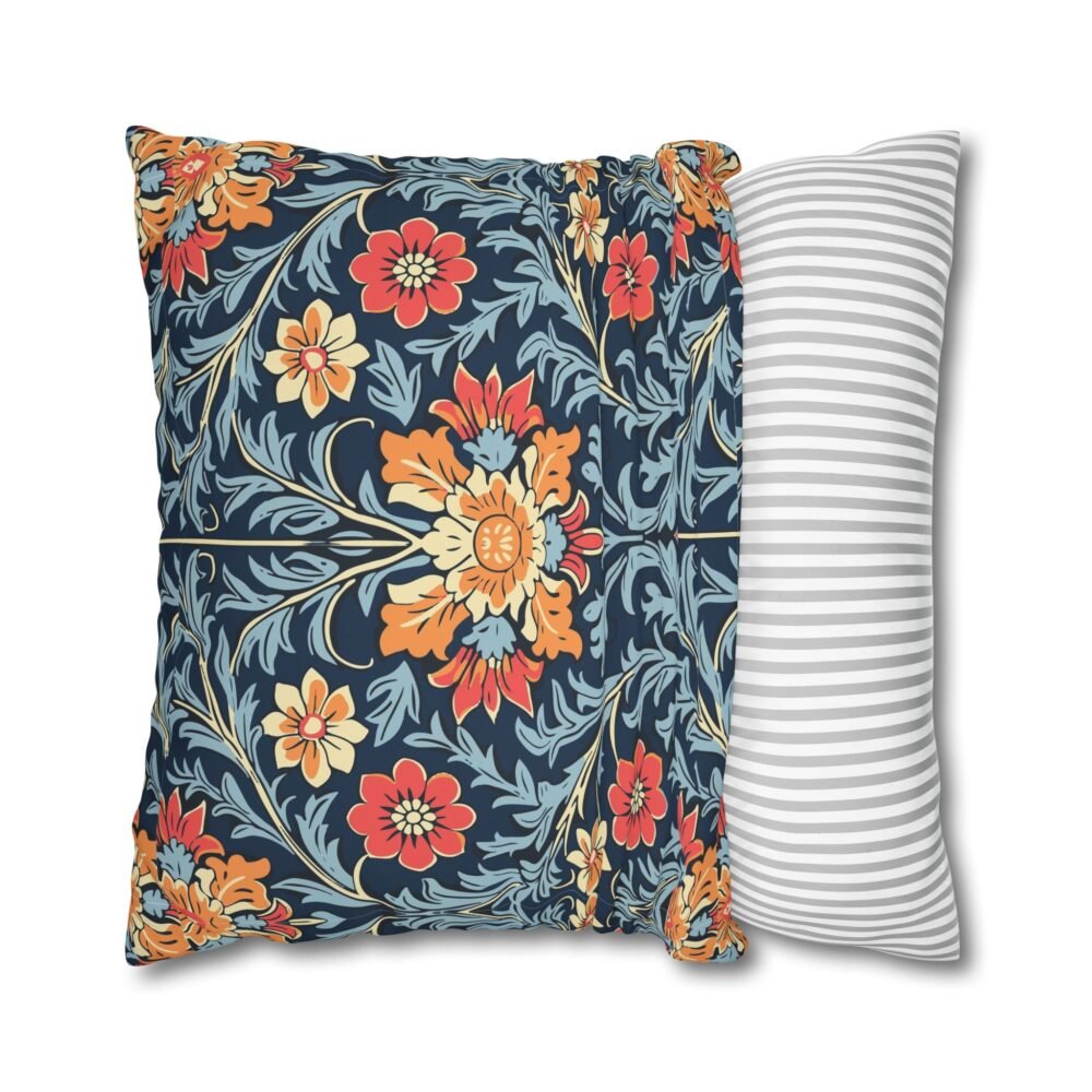 Classic William Morris Floral Print on Dark Blue Pillow Euro Shams - Image 2