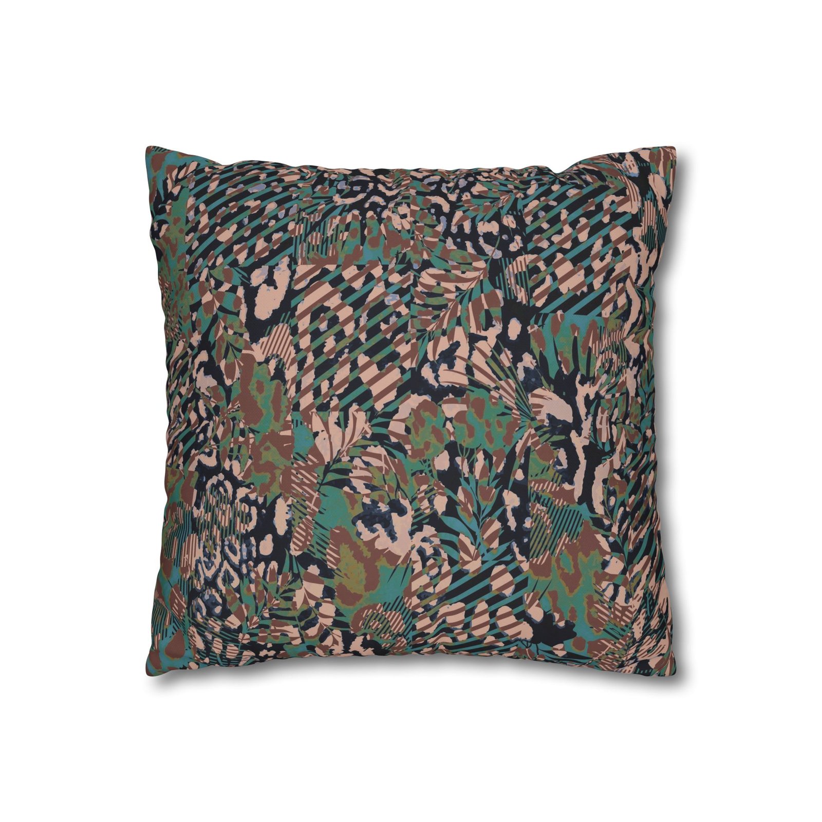 Mixed Leopard Animal Print Brown n Green Square Pillow Covers - Image 10