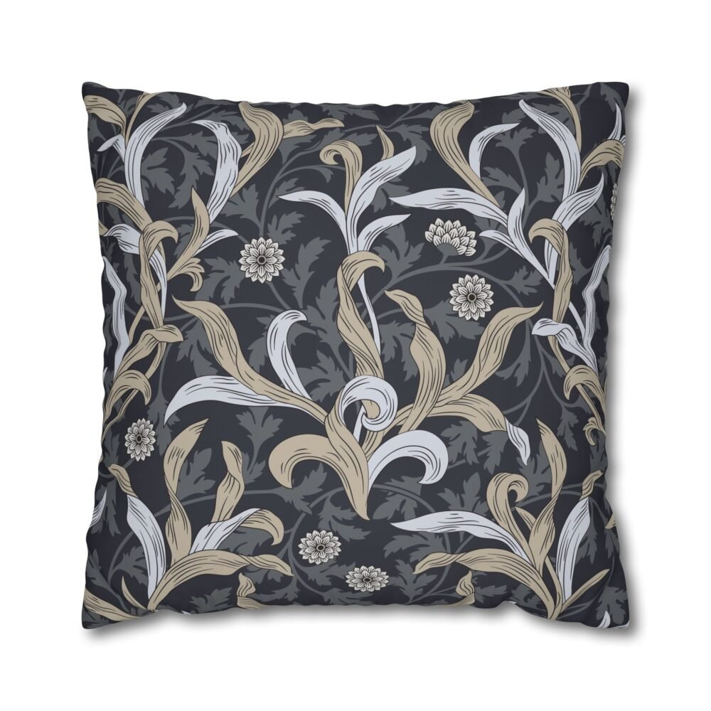 Beautiful Black Grey Floral Printed Euro Sham Pillows
