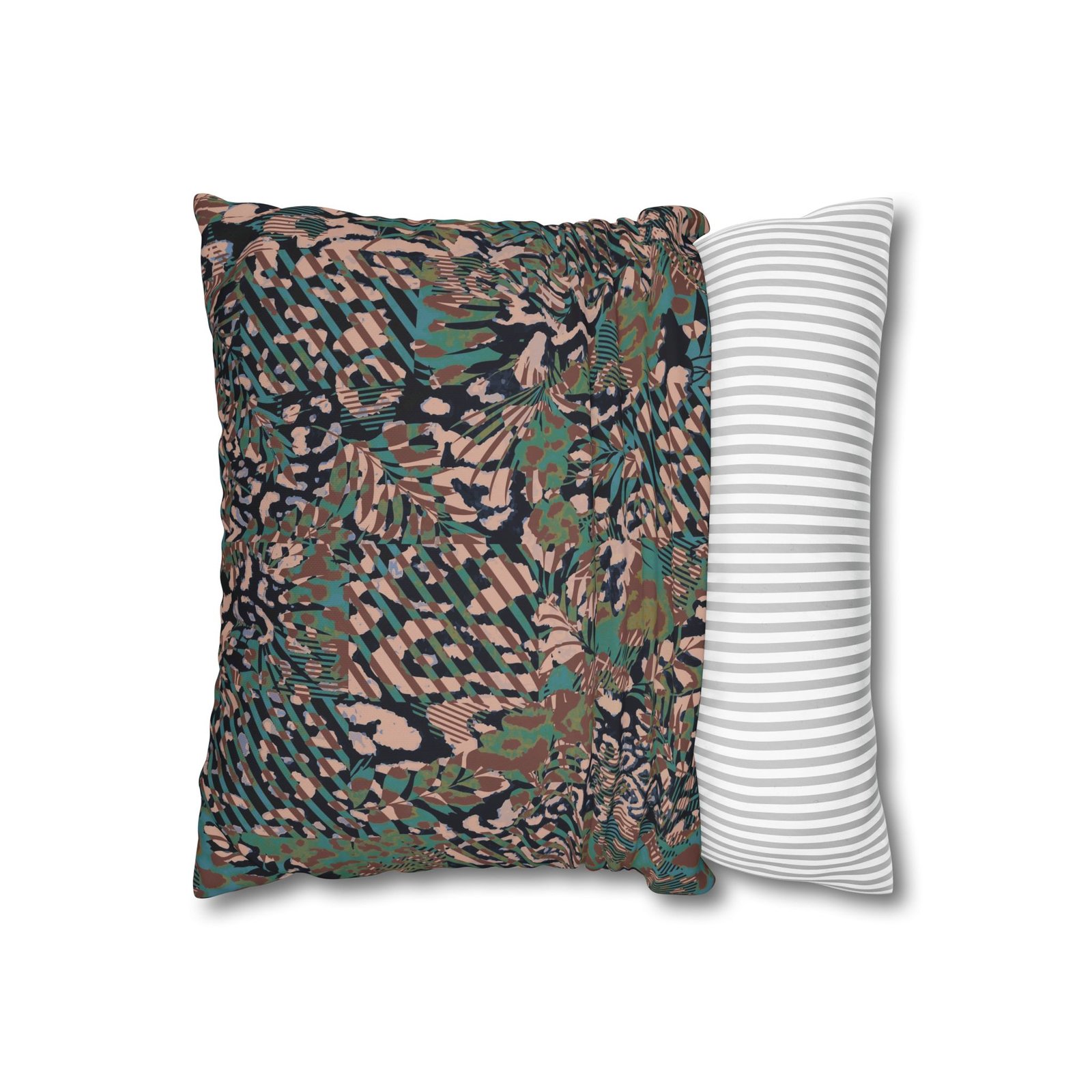 Mixed Leopard Animal Print Brown n Green Square Pillow Covers - Image 9