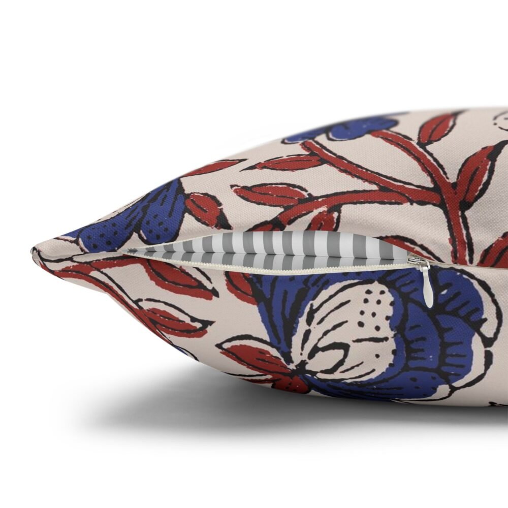 Blue n Red Ajrakh Digital Block Print Floral Euro Pillow Covers - Image 4
