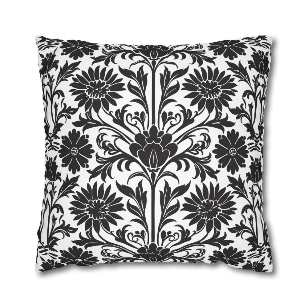 Beautiful Damask Floral Print Black and White Bed Euro Shams