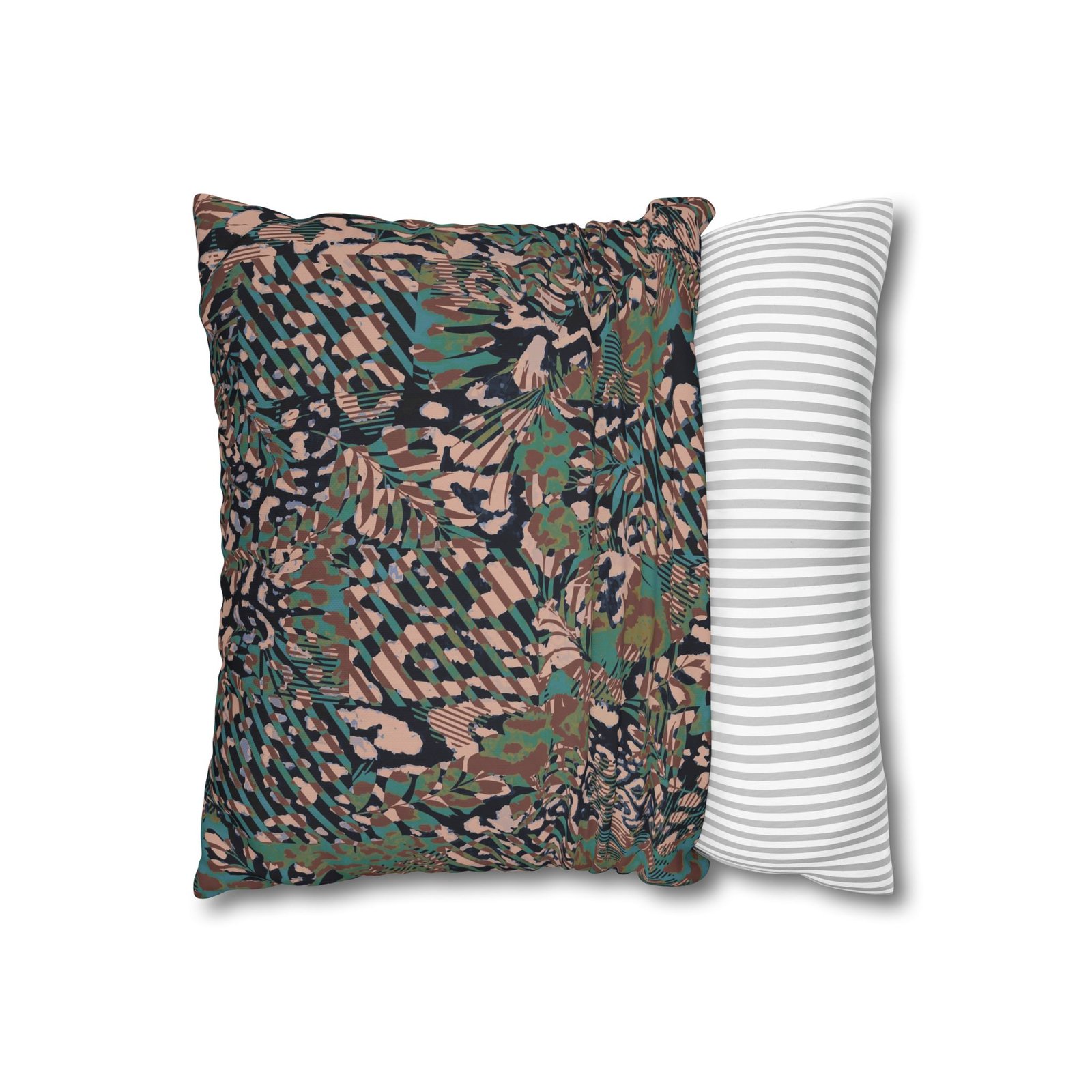 Mixed Leopard Animal Print Brown n Green Square Pillow Covers - Image 11