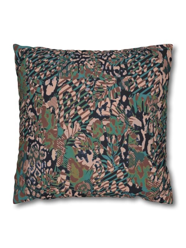Mixed Leopard Animal Print Brown n Green Square Pillow Covers - 16" × 16"