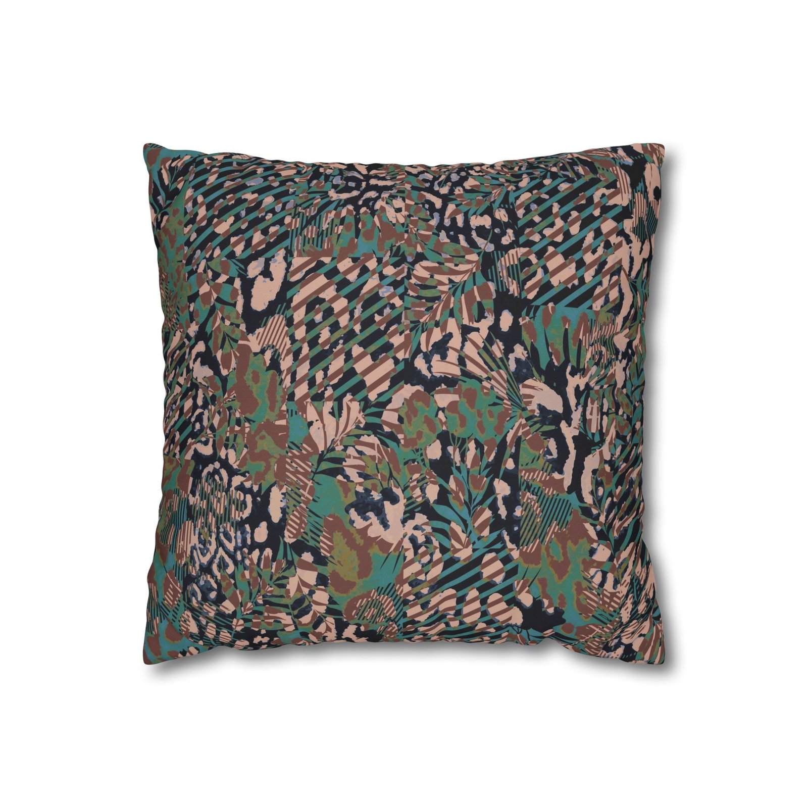 Mixed Leopard Animal Print Brown n Green Square Pillow Covers - Image 8