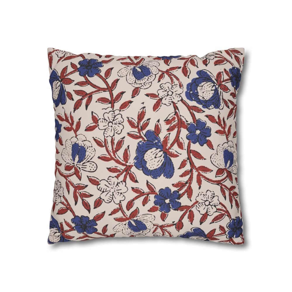 Blue n Red Floral Pillow Cover