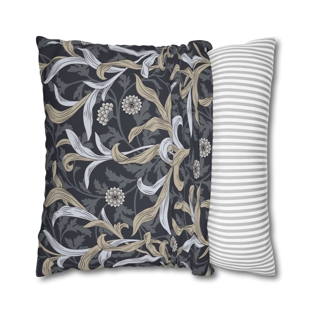Beautiful Black Grey Floral Printed Euro Sham Pillows - Image 2
