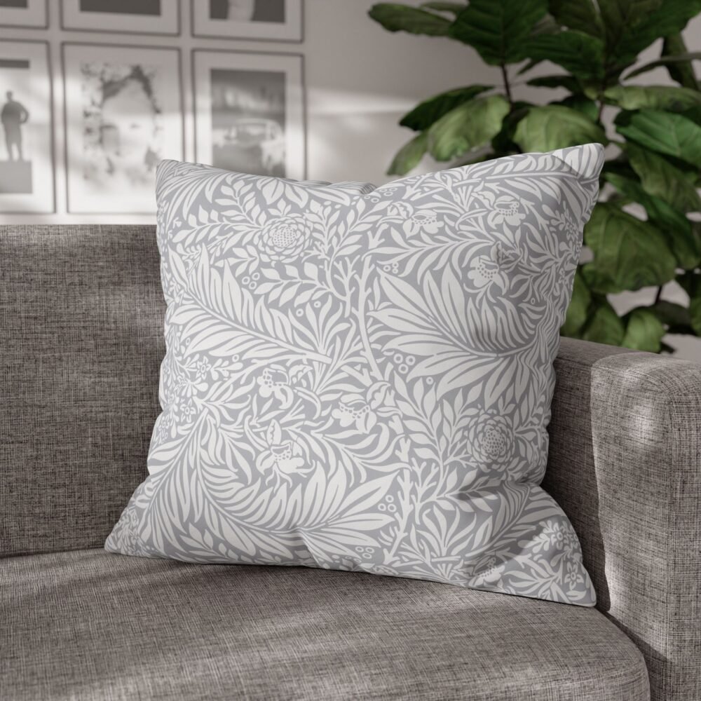 Larkspur by William Morris Grey Pillow Euro Shams - Image 4