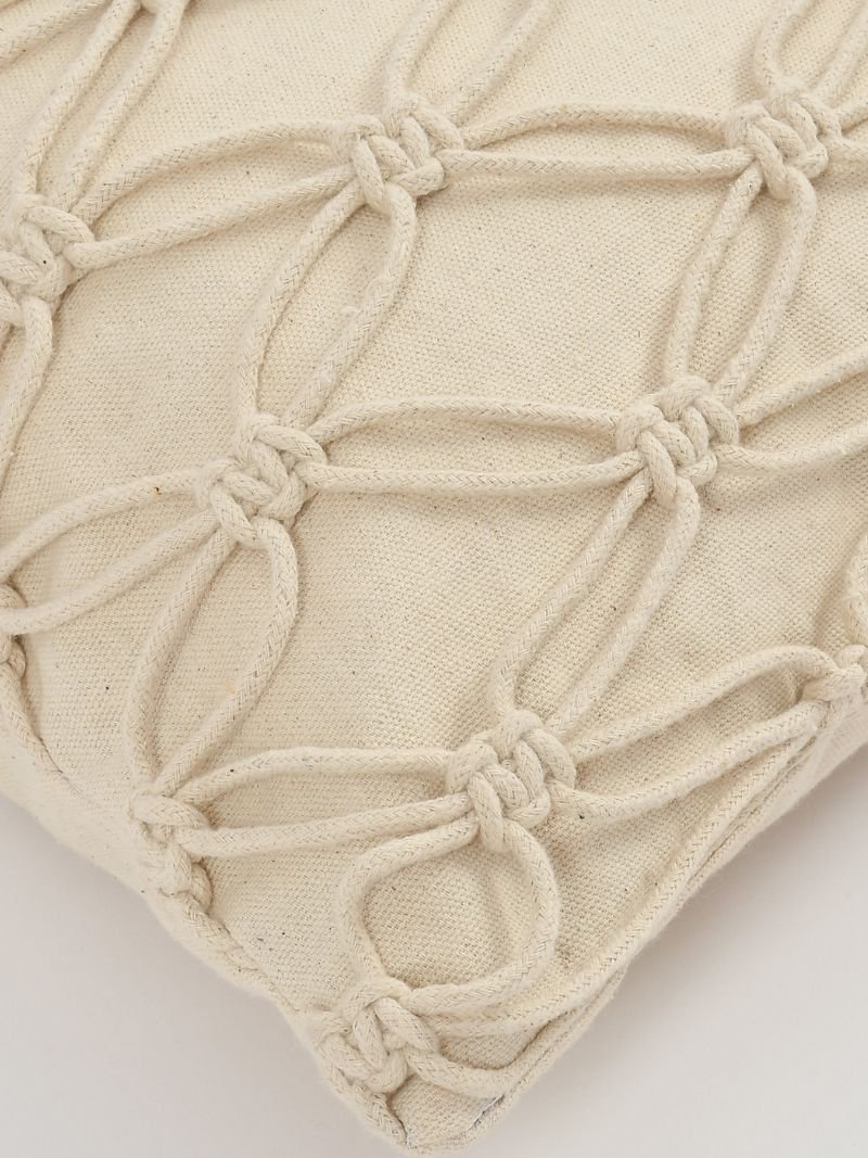 Handmade Natural White Macrame Pillow Covers 16x16 - Image 3