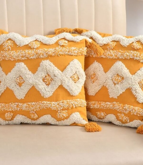 Yellow Tufted Pillow Cover