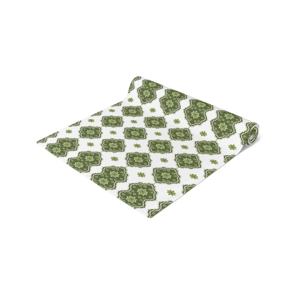 Green Moroccan Pattern Table Runners for Living Room - Image 2