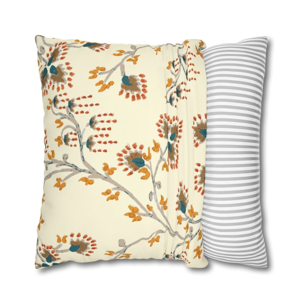 Ajrakh Shirting Design Block Print on White Euro Pillow Covers - Image 2
