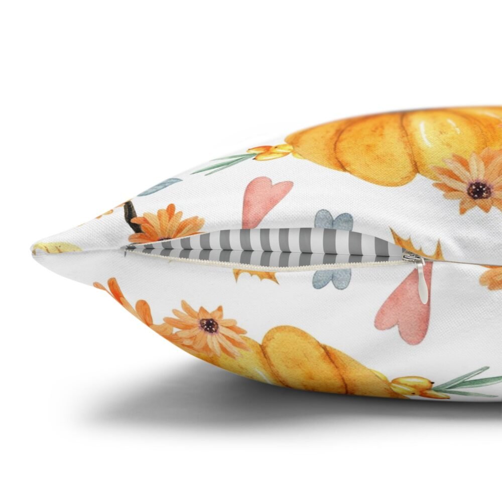 Watercolor Autumn Fall Euro Pillow Covers with Orange Pumpkins - Image 3