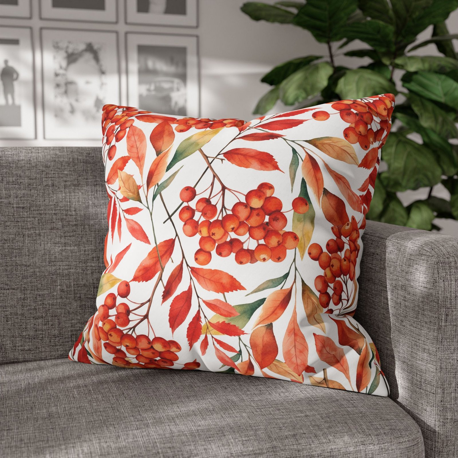 Watercolor Orange Fall Euro Pillow Covers - Image 4