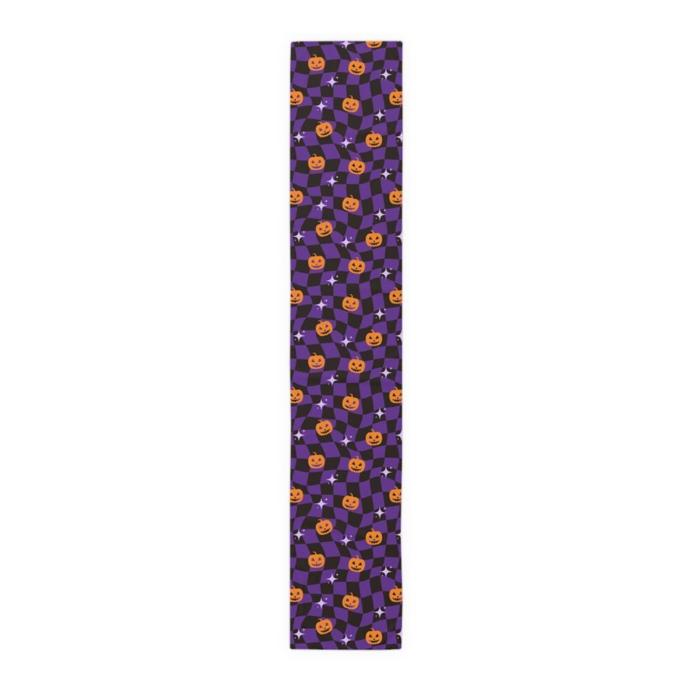 Black n Purple Halloween Distorted Checkered Table Runners - Image 17