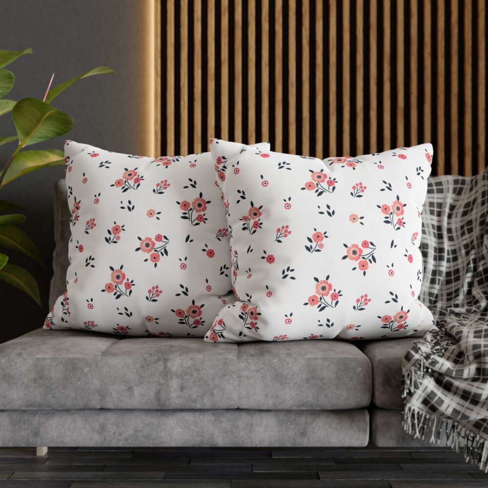 Cute Pink Floral Euro Pillow Covers with Zipper - Image 5