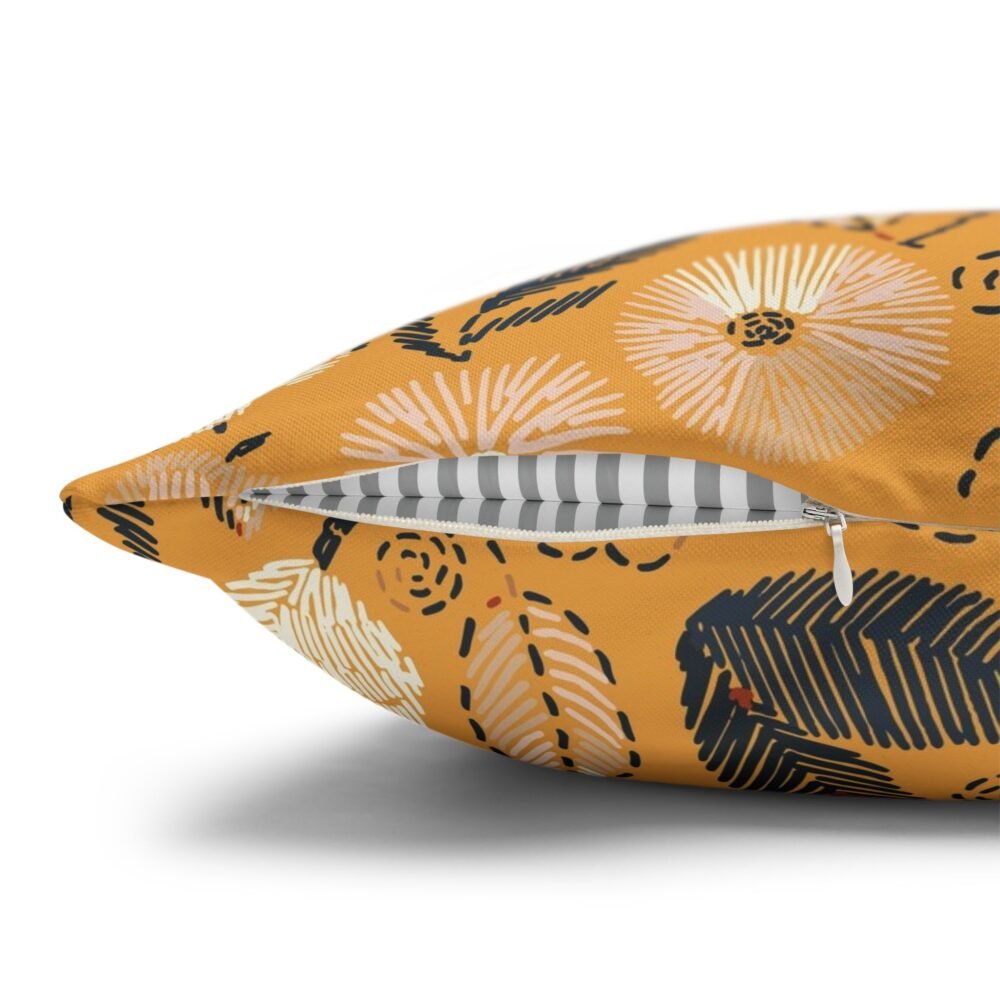 Beautiful Floral Fall Yellow Fabric Euro Pillow Covers - Image 3